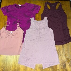 Athleta women's set of 4 athletic shirts tanks racer back size medium